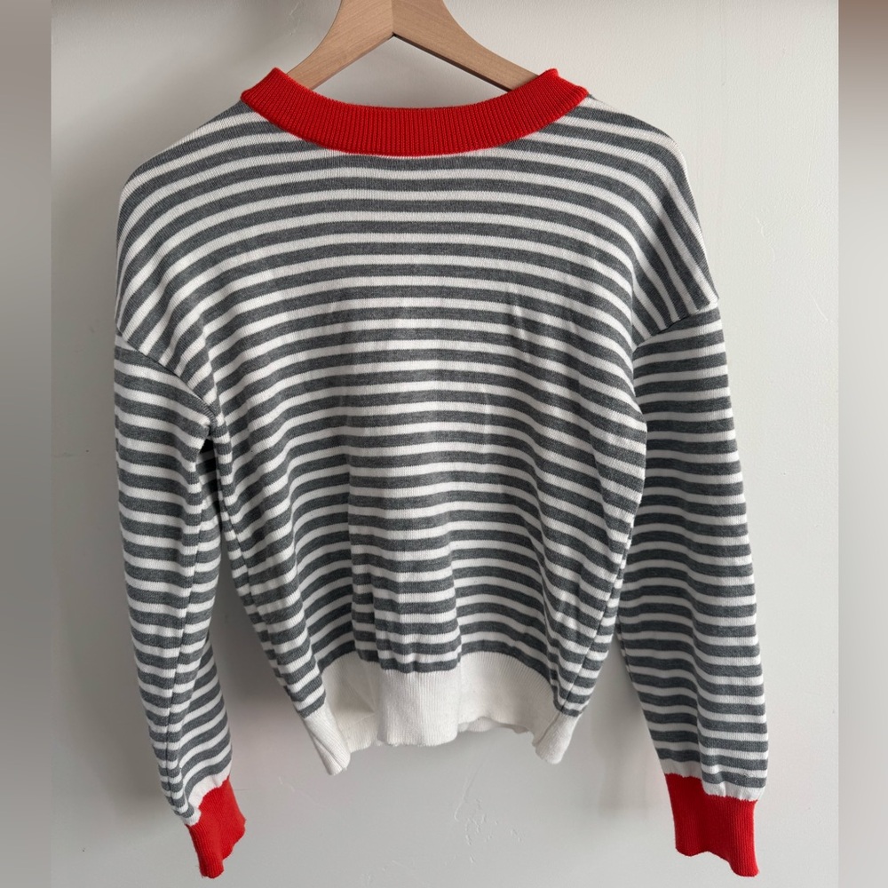 Grey and white striped shirt